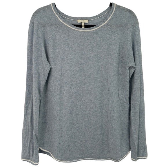 Joie Sweaters - Joie 100%‎ Cashmere Blue Gray Crewneck Luxury Sweater White Trim Womens Medium